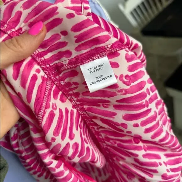 Skies Are Blue Pink Preppy Chevron Watercolor Halter Tiered Babydoll Tank Top - Picture 6 of 7